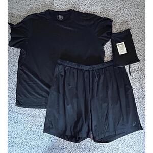 ASICS Men’s Lounge Set Top & Shorts Black Size 3XL NWT w/ Bag
